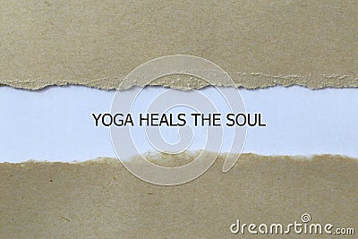 yoga heals the soul on white paper Stock Photo