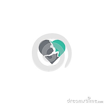 Yoga heart shape concept logo design template. Vector Illustration