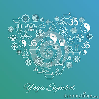 Yoga heart sign. I love vector label Vector Illustration