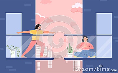 Yoga at home Vector Illustration