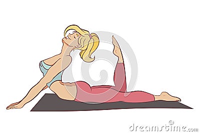 yoga illustration. Healthy lifestyle. Cartoon Illustration