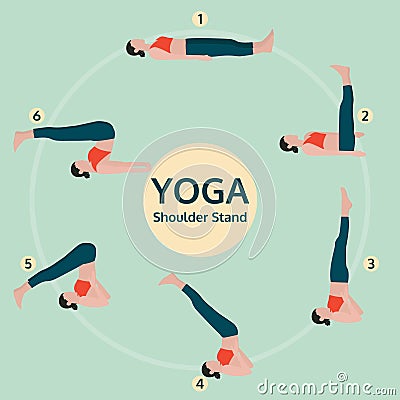 Yoga illustration, shoulder stand, yoga exercise vector Vector Illustration