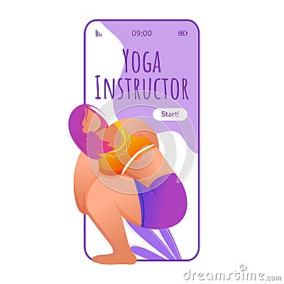 Yoga instructor smartphone interface vector template Vector Illustration