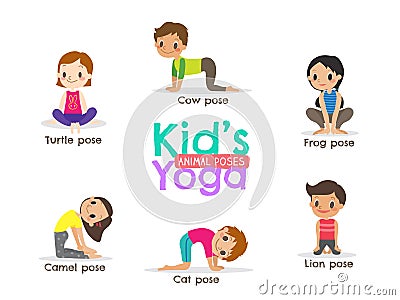 Yoga kids poses vector illustration Vector Illustration