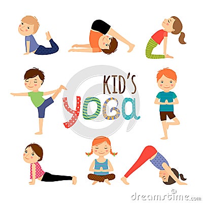 Yoga kids set Vector Illustration