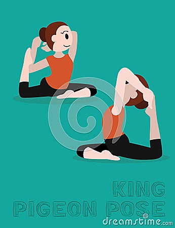 Yoga King Pigeon Pose Cartoon Vector Illustration Vector Illustration