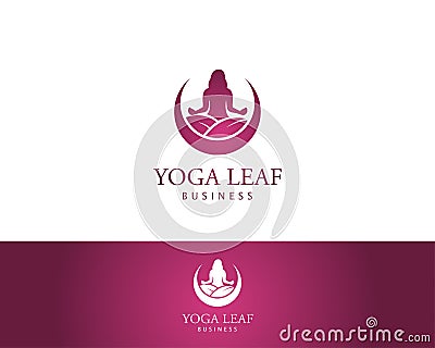 yoga leaf logo creative circle design template health, athletic Stock Photo