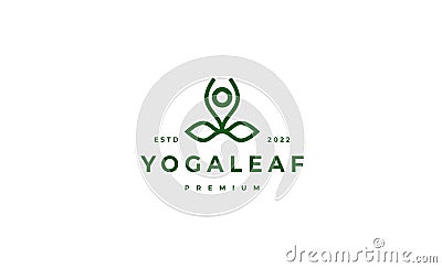 Yoga Leaf Logo Design Template Green color Vector Illustration