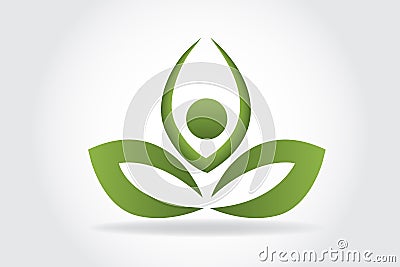 Yoga leaf lotus flower people logo Vector Illustration