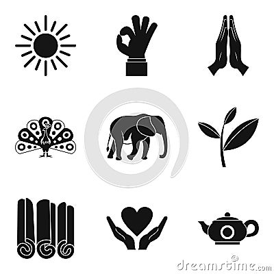 Yoga lesson icons set, simple style Vector Illustration