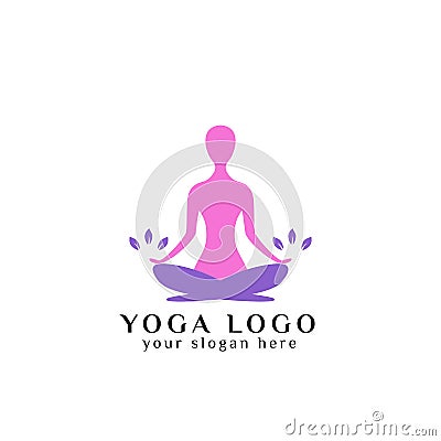 yoga logo design stock. meditation vector illustration Vector Illustration