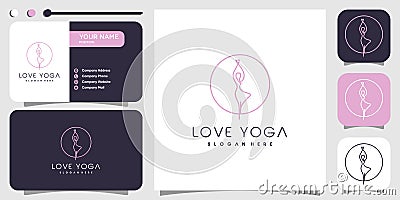 Yoga logo design with unique line art concept Premium Vector Vector Illustration