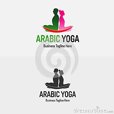 Yoga Logo With woman & man Vector silhouette Vector Illustration