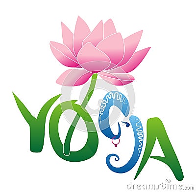 Yoga and lotus flower. Ganesh. Hinduism. Stock Photo
