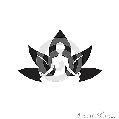 Yoga Lotus Icon Black and White Drawing Vector Illustration