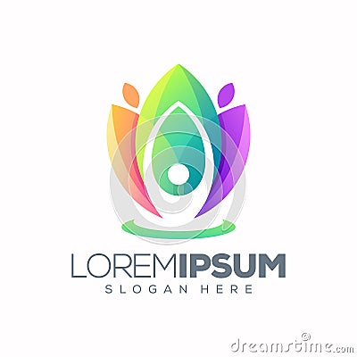Yoga lotus logo design ready to use Stock Photo