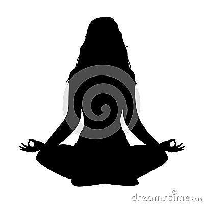 Yoga. lotus position silhouette. vector shape. Long hairs Vector Illustration