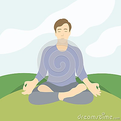 Yoga man in lotus pose template Vector Illustration