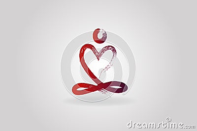 Yoga man love heart logo icon Vector Illustration