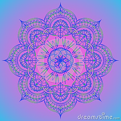 Yoga mandala mat design. Colorful template for spiritual retreat or yoga studio. Indian floral paisley pattern. Vector isolated Vector Illustration