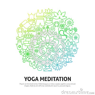 Yoga Meditation Circle Concept Vector Illustration