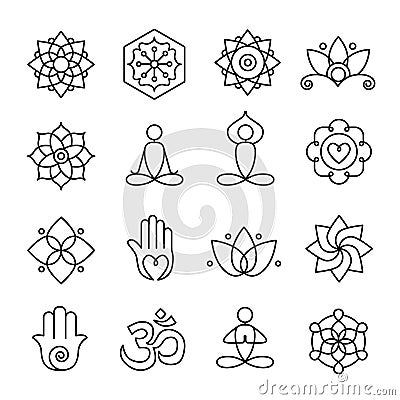 Yoga and Meditation Icons 02 Vector Illustration