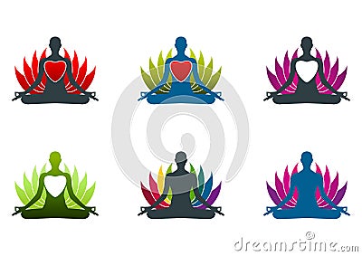 Yoga meditation logo Vector Illustration