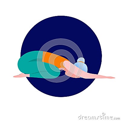Yoga meditation, sports, gymnastics, fitness relaxation. Vector illustration of yoga poses Vector Illustration