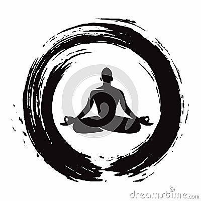 Yoga Meditation with Zen Circle Logo Template Vector Vector Illustration