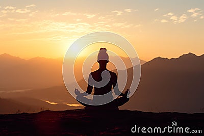 yoga in the mountains meditative state generative ai Stock Photo
