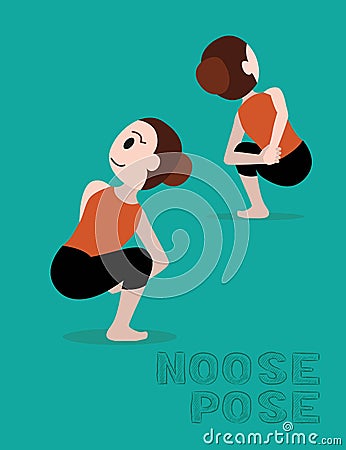 Yoga Noose Pose Cartoon Vector Illustration Vector Illustration