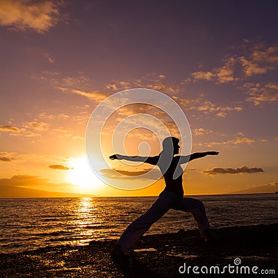 Yoga by the Ocean Stock Photo