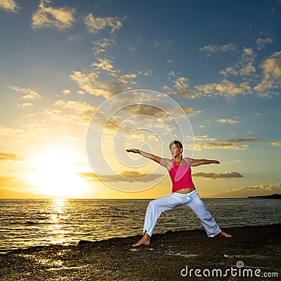 Yoga by the Ocean Stock Photo
