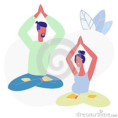 Yoga, Pilates for Couples Flat Vector Illustration Vector Illustration