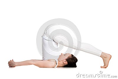 Yoga plow pose Stock Photo