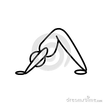 Yoga pose adho mukha svanasana line icon on white background Stock Photo