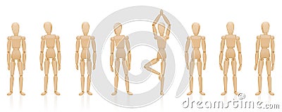 Yoga Pose Figure Among Normal Figures Being Different Vector Illustration