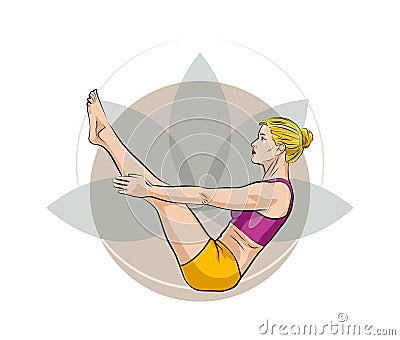 Yoga_Pose - Full Boat - Paripurna Navasana - Illustration Vector Illustration