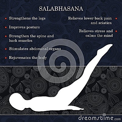 Yoga pose infographics, benefits of practice Vector Illustration
