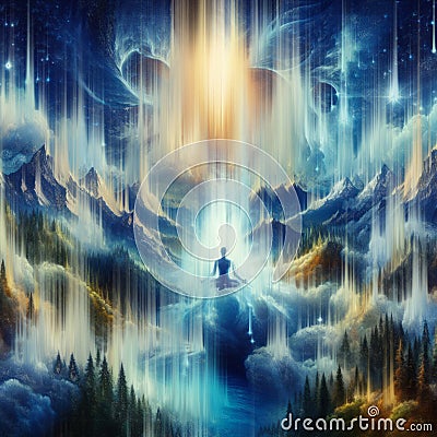 Spiritual energy healing power, connection, conscience awakening, meditation, expansion Stock Photo