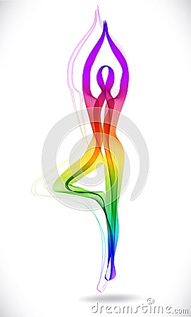 Yoga pose, Tree, Abstract color illustration Vector Illustration