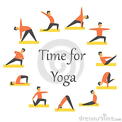 Yoga poses asanas vector set. Vector Illustration