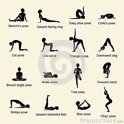 Yoga poses icons Vector Illustration