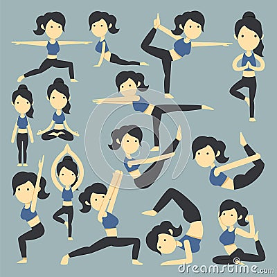 Yoga Poses Infographic Elements Vector Illustration