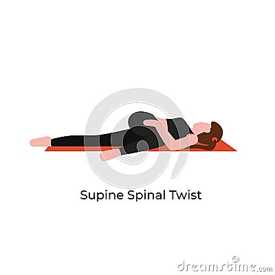 Yoga poses supine spinal twist Vector Illustration