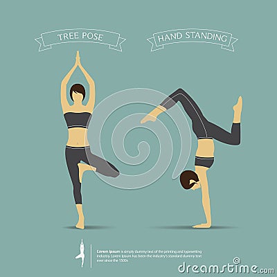 Yoga poses in two position. Vector. Vector Illustration