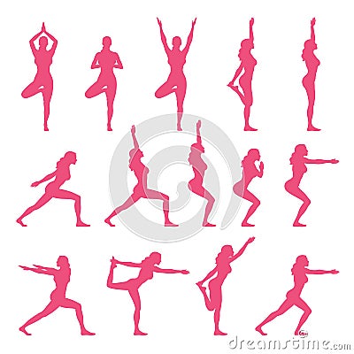 Yoga Poses Vector Illustration