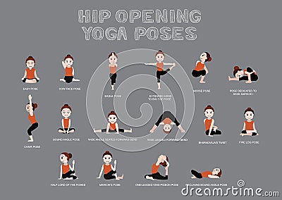 Hip Opening Yoga Poses Vector Illustration Vector Illustration