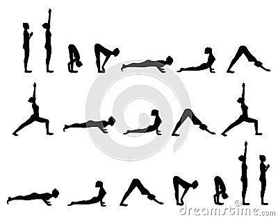 Yoga postures Sun Salutation Vector Illustration