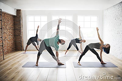 Yoga Practice Exercise Class Health Concept Stock Photo